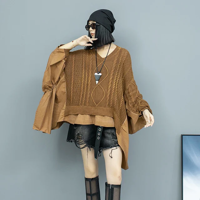 Women's Loose Knitted Pullover Black - Image 4
