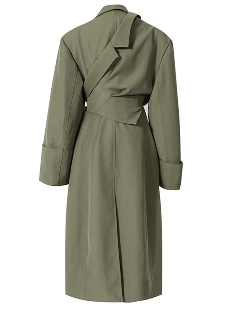 Women's Loose Trench Coat Green - Image 2