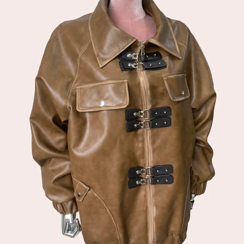 Women's Oversized Leather Jacket - Image 2