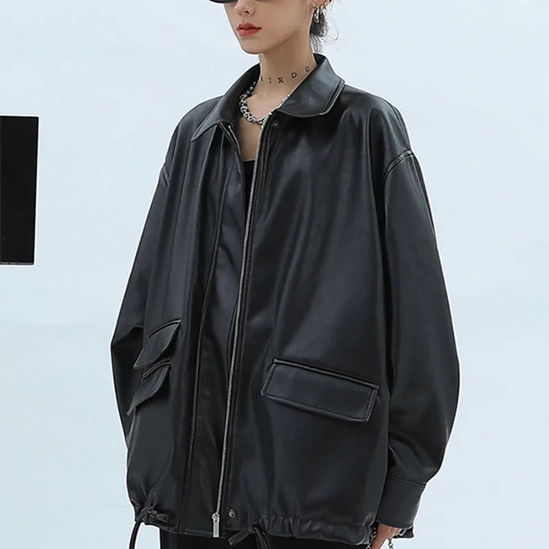 Women's Oversized Leather Jacket - Image 3