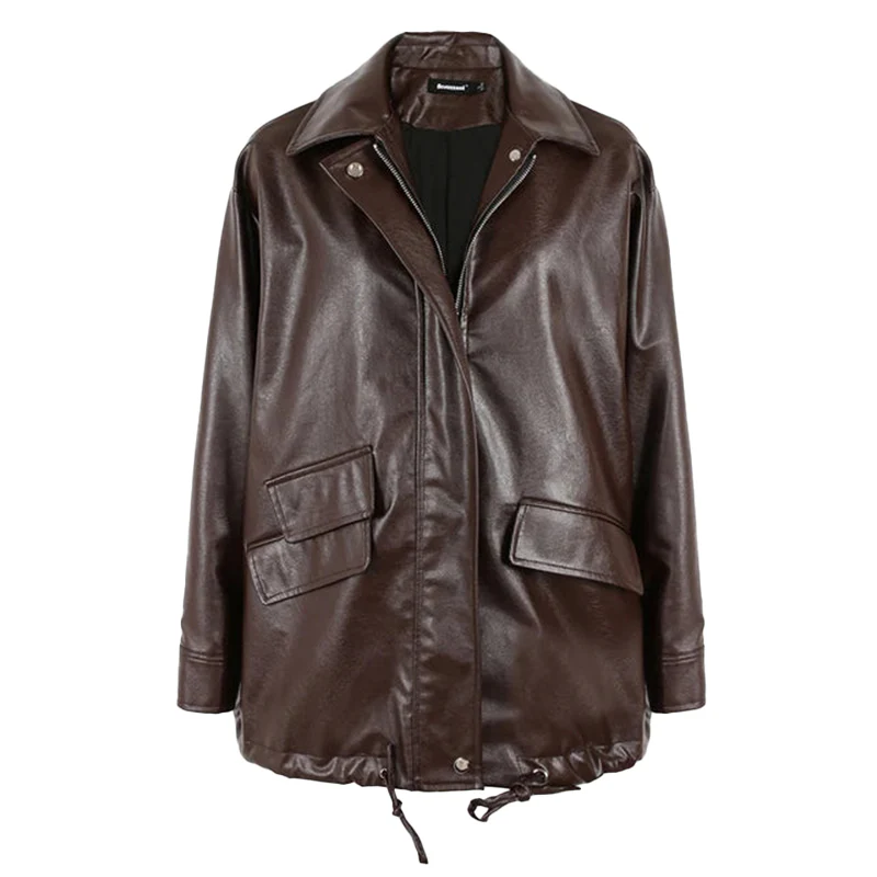 Women's Oversized Leather Jacket - Image 4