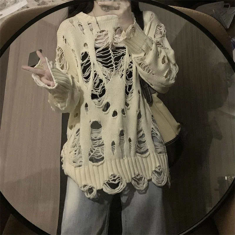 Women's Ripped Sweater - Image 2