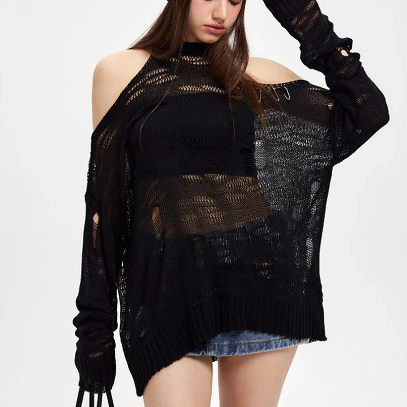 Women's Ripped Top Black - Image 2