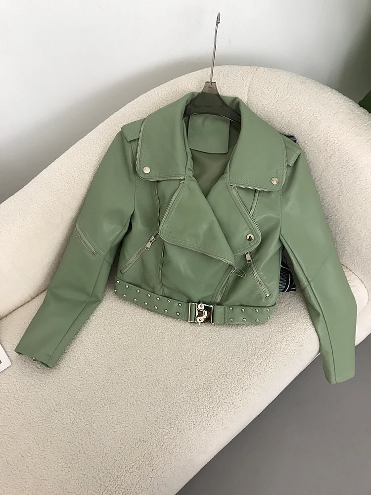 Women's Short Leather Jacket - Image 4