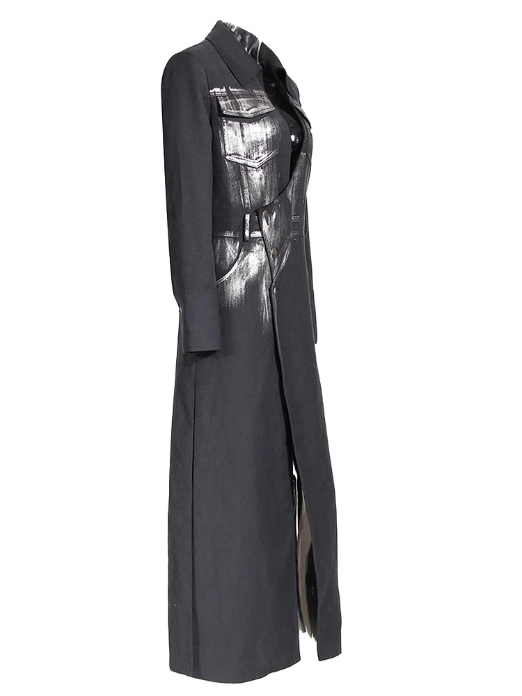 Women's Solid Maxi Blazer - Image 2
