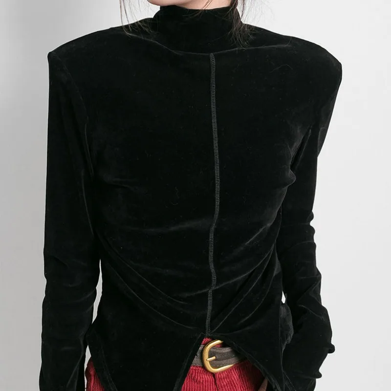 Women's Solid Velvet Top Brown - Image 4