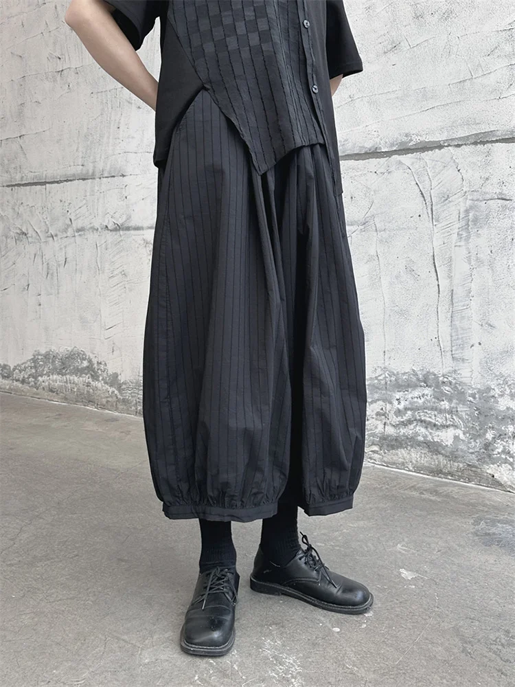 Women's Striped Wide Leg Pants Black - Image 3