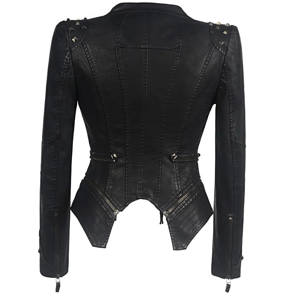 Women's Studded Leather Jacket - Image 3