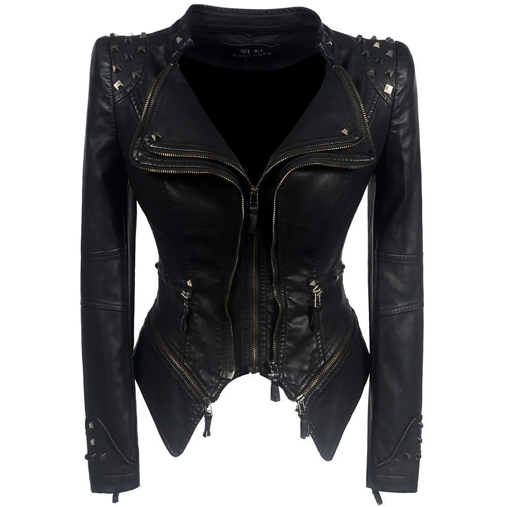 Women's Studded Leather Jacket