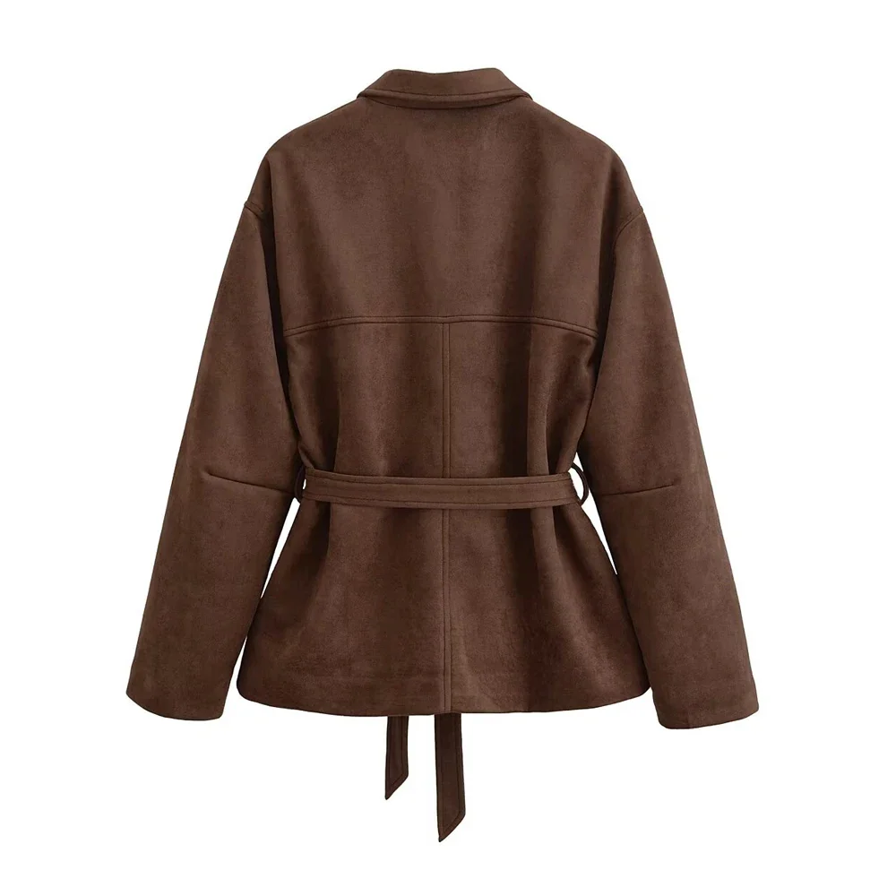 Women's Suede Jacket Brown - Image 2