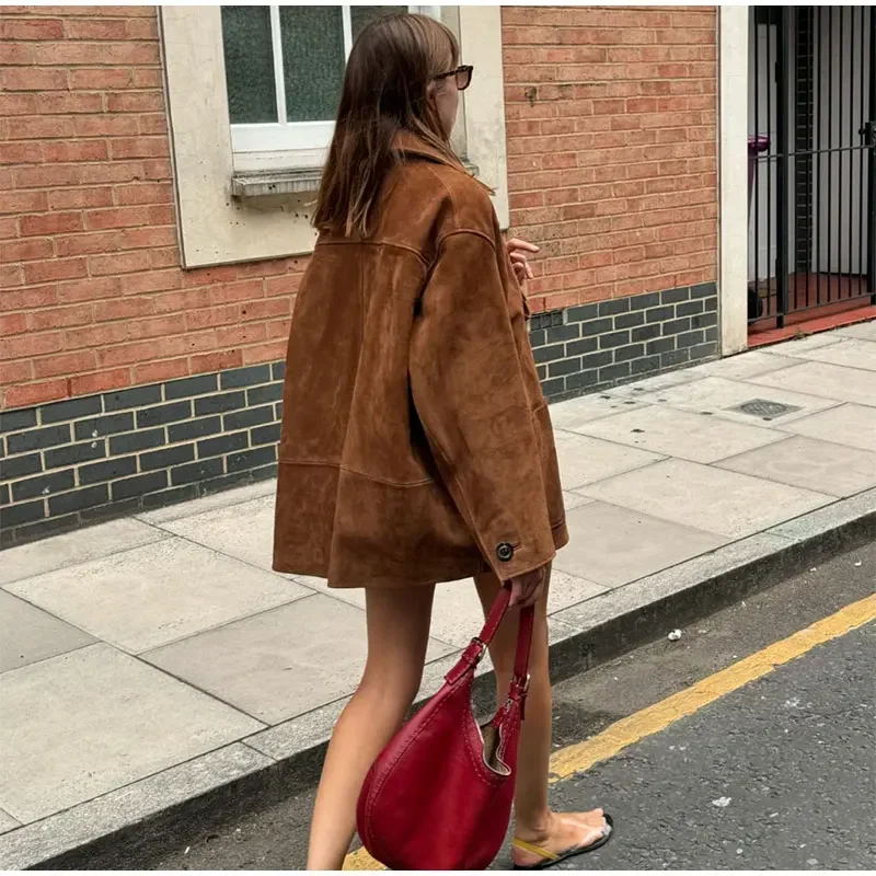 Women's Suede Leather Coat - Image 3