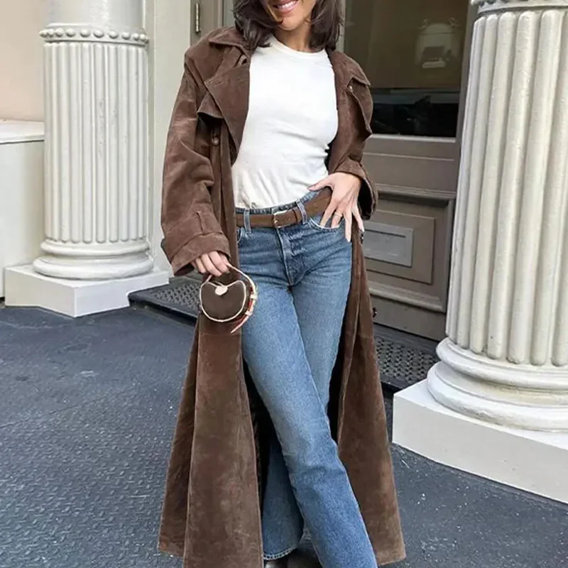 Women's Suede Leather Coat - Image 3