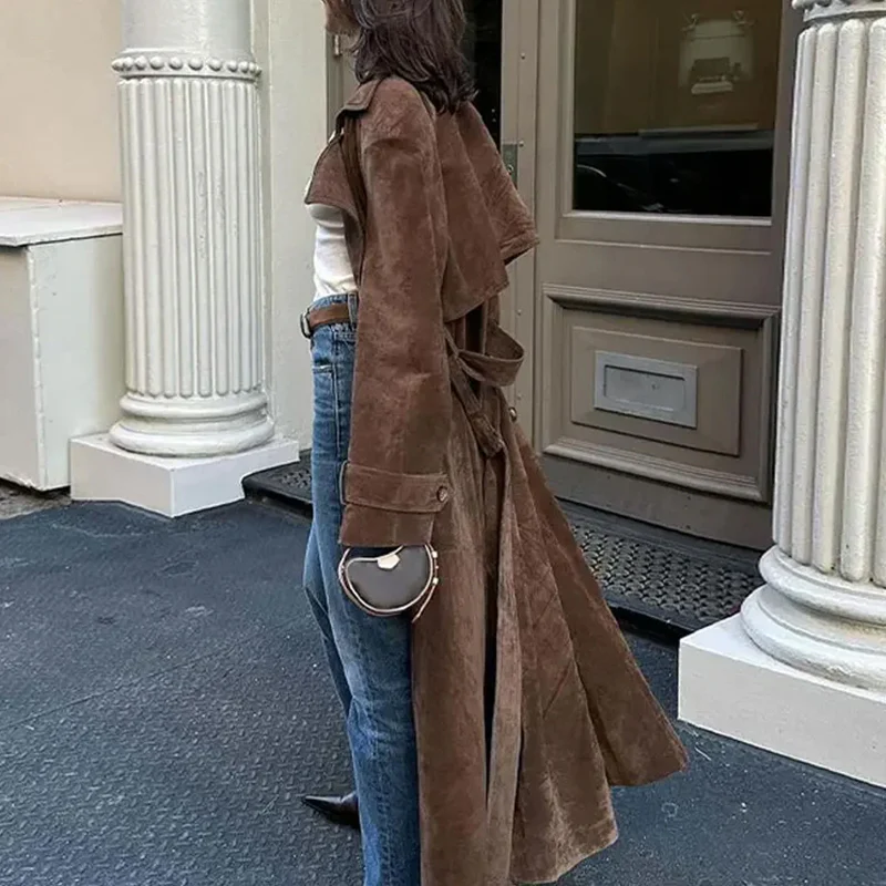 Women's Suede Leather Coat - Image 4