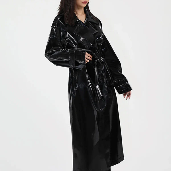 Women's Leather Trench Coat - Image 2