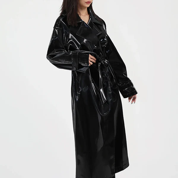 Women's Leather Trench Coat - Image 2