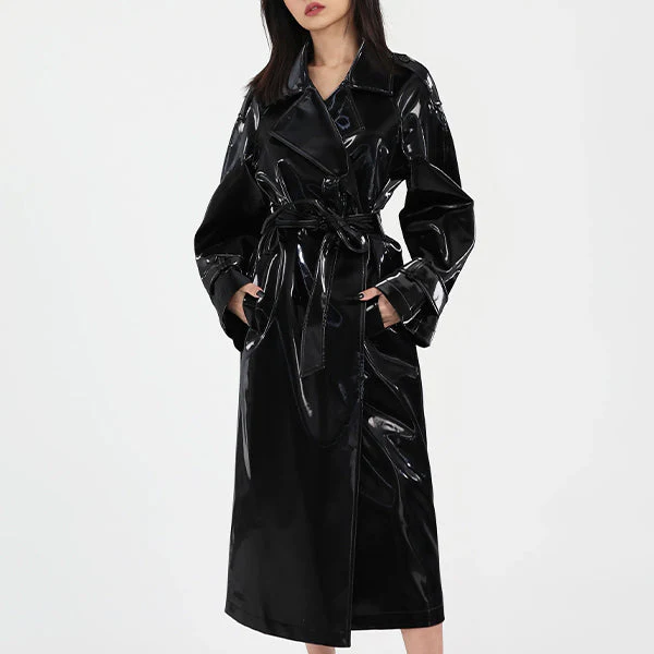 Women's Leather Trench Coat - Image 3
