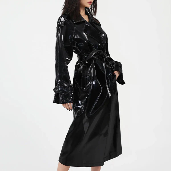 Women's Leather Trench Coat - Image 4