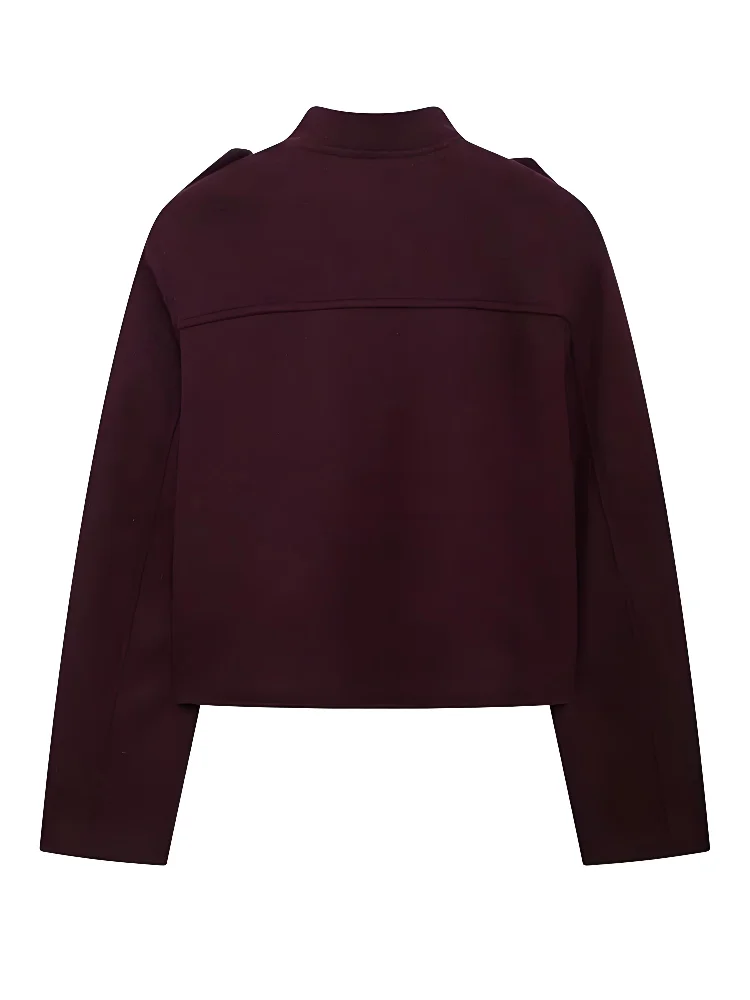 Women's Vintage Classic Jacket Burgundy - Image 4