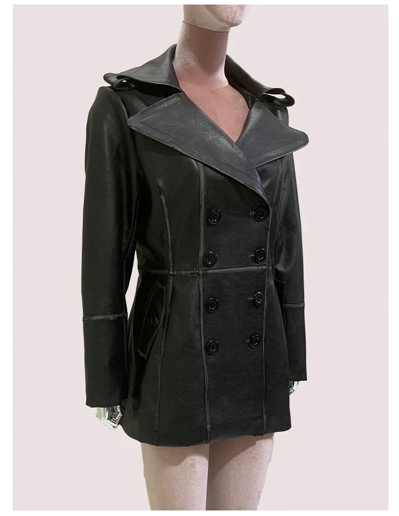 Women's Vintage Leather Blazer - Image 2