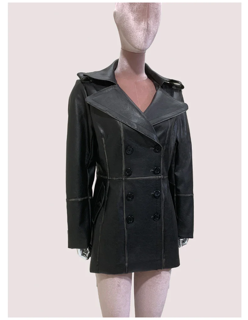 Women's Vintage Leather Blazer - Image 3