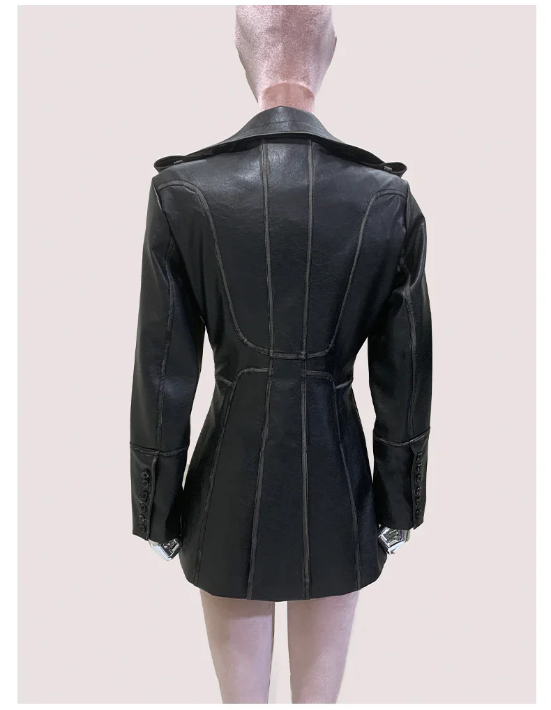 Women's Vintage Leather Blazer - Image 4