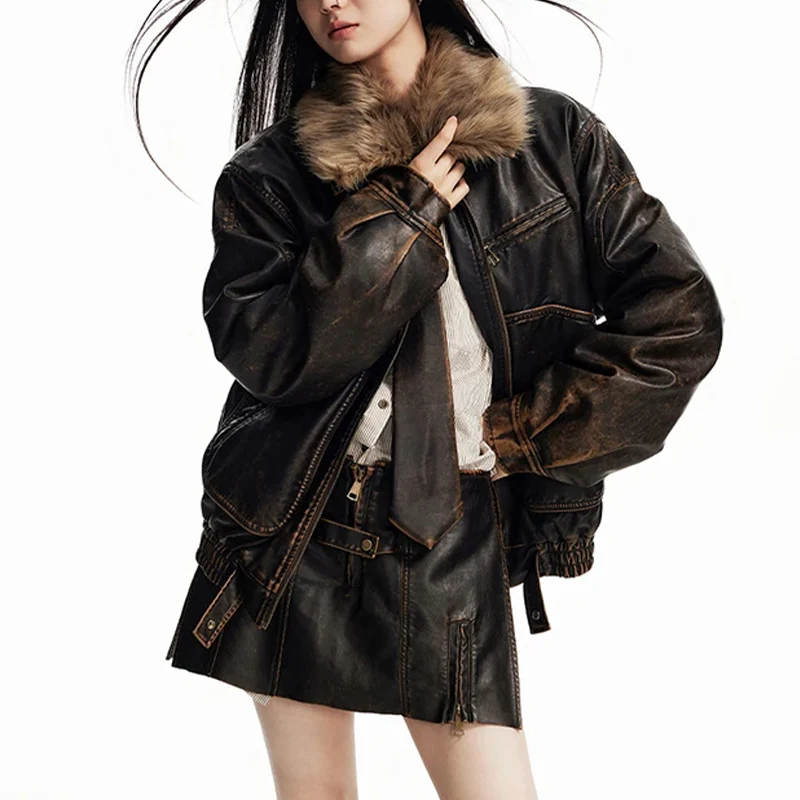 Women's Vintage Leather Jacket - Image 3