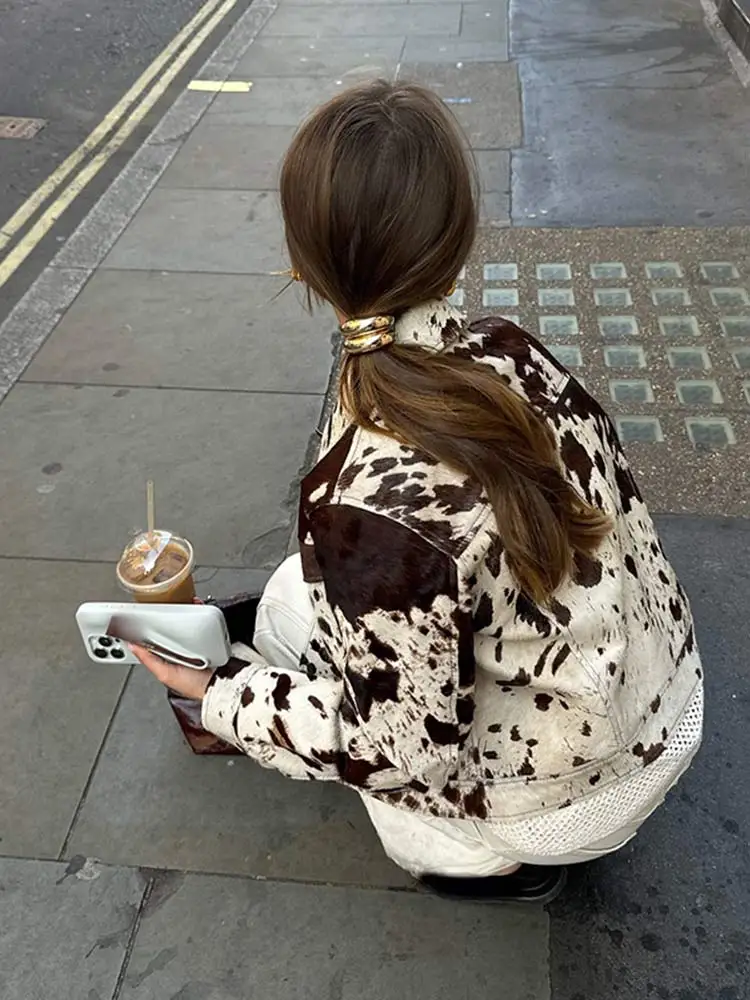Women's Vintage Printed Jacket Beige - Image 4