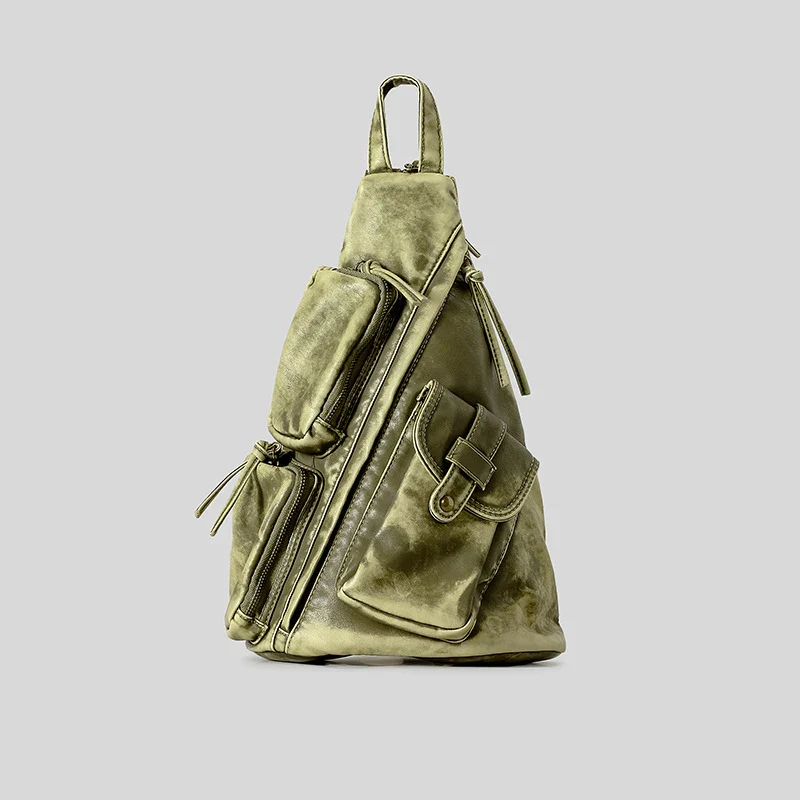 Women's Washed Leather Backpack Gray - Image 2
