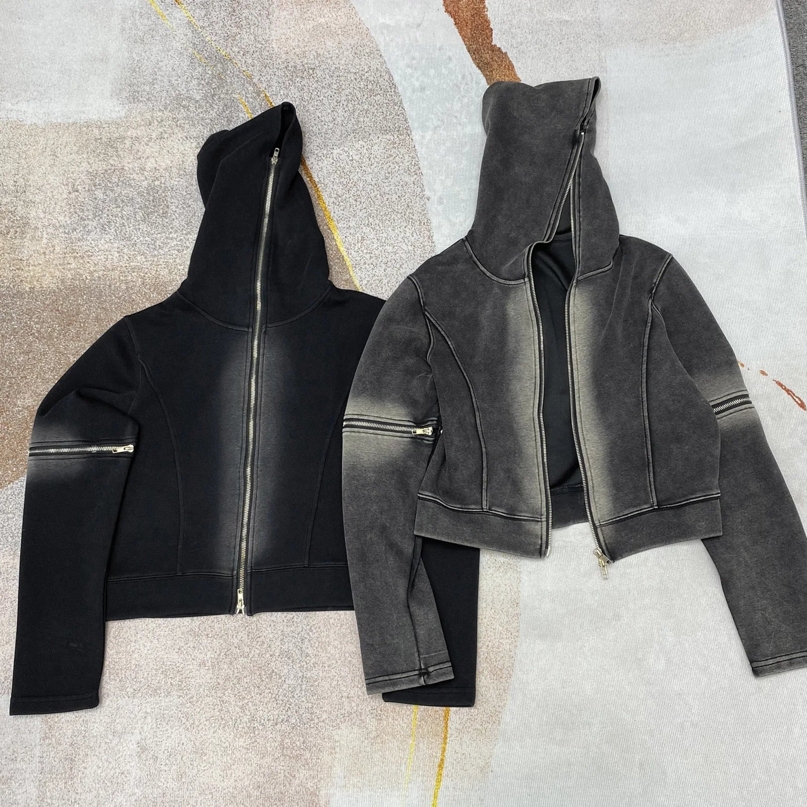Women's Washed Style Hoodie Black - Image 3