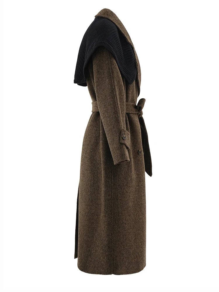 Women's Woolen Coat Brown - Image 2