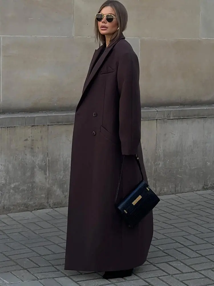 Women's Woolen Overcoat Brown - Image 2