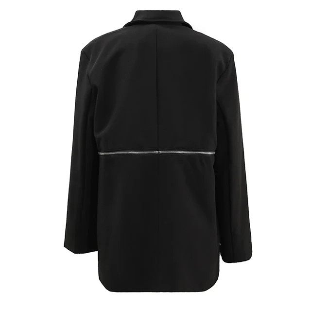Women's Zipper Blazer Black - Image 3