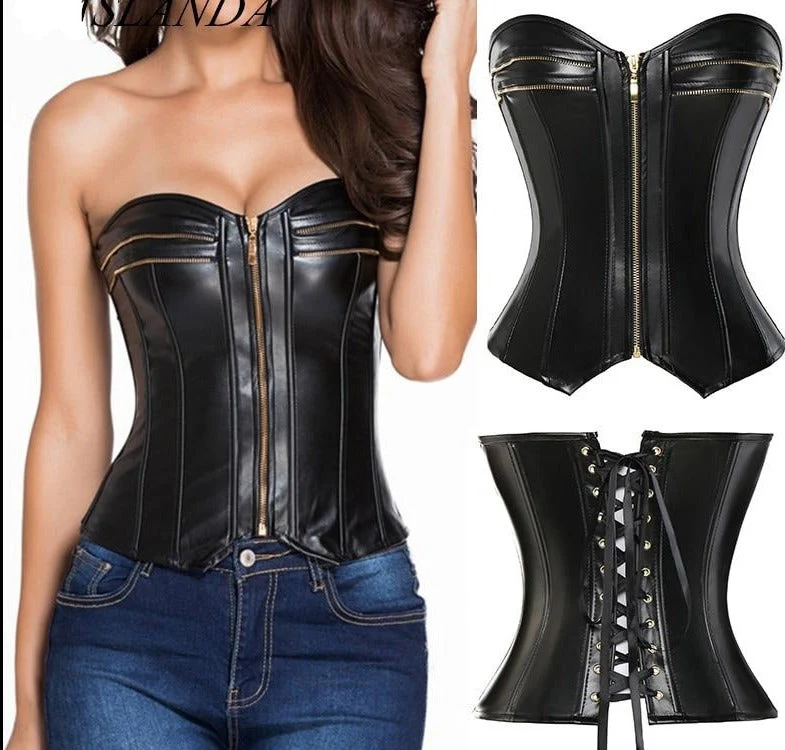 Wonder Goth Leather Bustier - Image 2